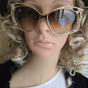 Caviar Gold Frame Women's Sunglasses with Red Gradient Lenses
